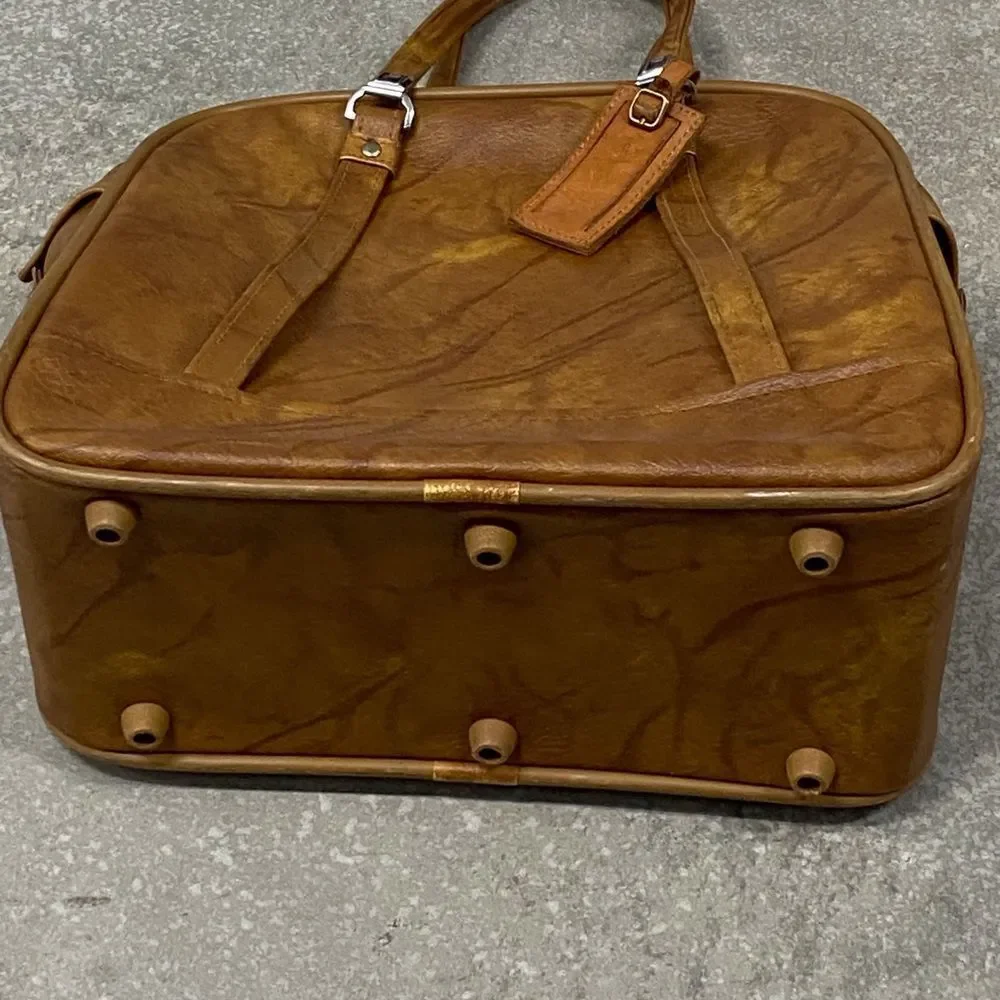 VTG, American Tourister Classic Brown Leather Travel Bag Unisex